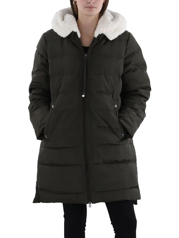 women's elegant cape coat -Womens Down Quilted Parka Coat