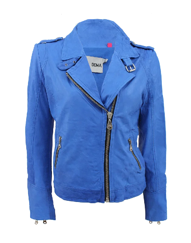 zip-up casual anorak jacket for women -Crop Leather Jacket