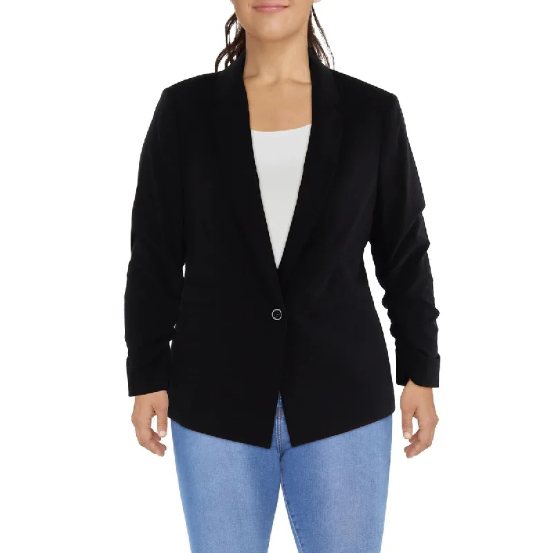 women's relaxed fit blazer -Tahari ASL Womens Knit Long Sleeves One-Button Blazer