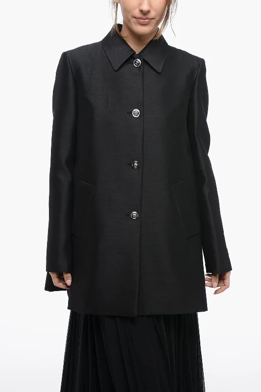 warm down coat for women -Versace Wool-Blended Coat With Medusa Buttons