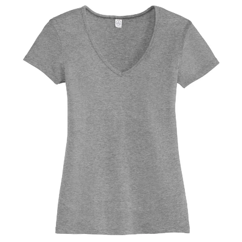 women's breathable linen tunic -Alternative Women's Smoke The Keepsake V-Neck Vintage 50/50 Tee