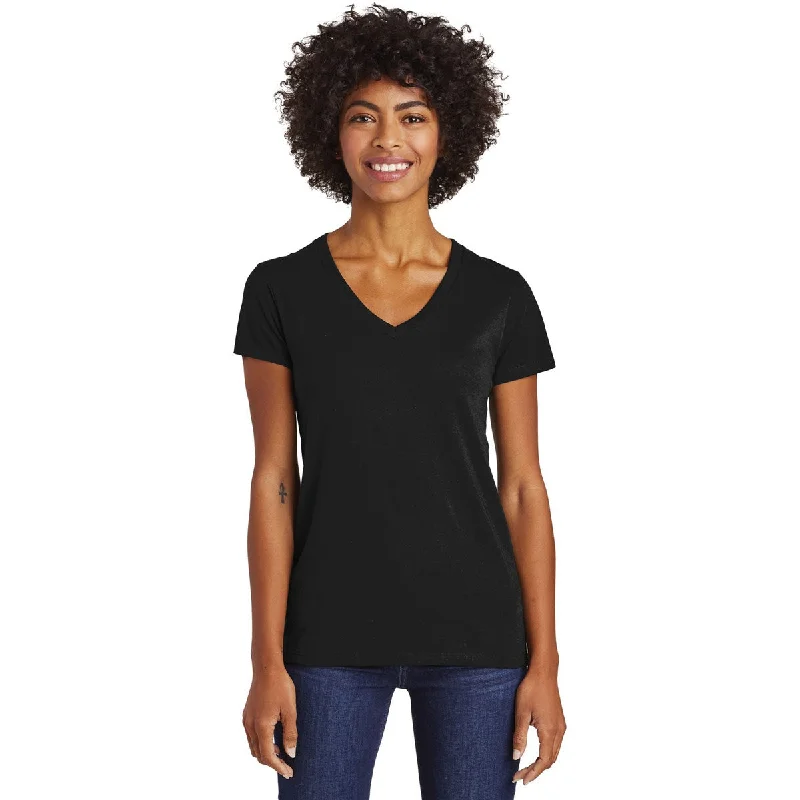 women's oversized sweatshirt -Alternative Women's Black Runaway Blended Jersey V-Neck Tee