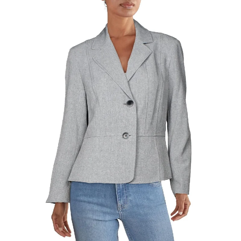 ladies' designer overcoat -Kasper Womens Woven Seamed Two-Button Blazer