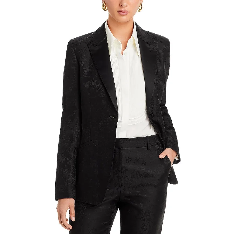 cropped wool blazer for women -Lafayette 148 New York Womens Wool Suit Separate One-Button Blazer