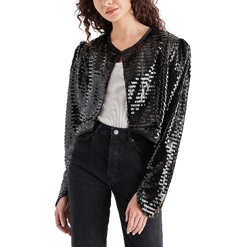 warm alpaca wool coat for ladies -Steve Madden Womens Juliet Sequined Cropped Bolero