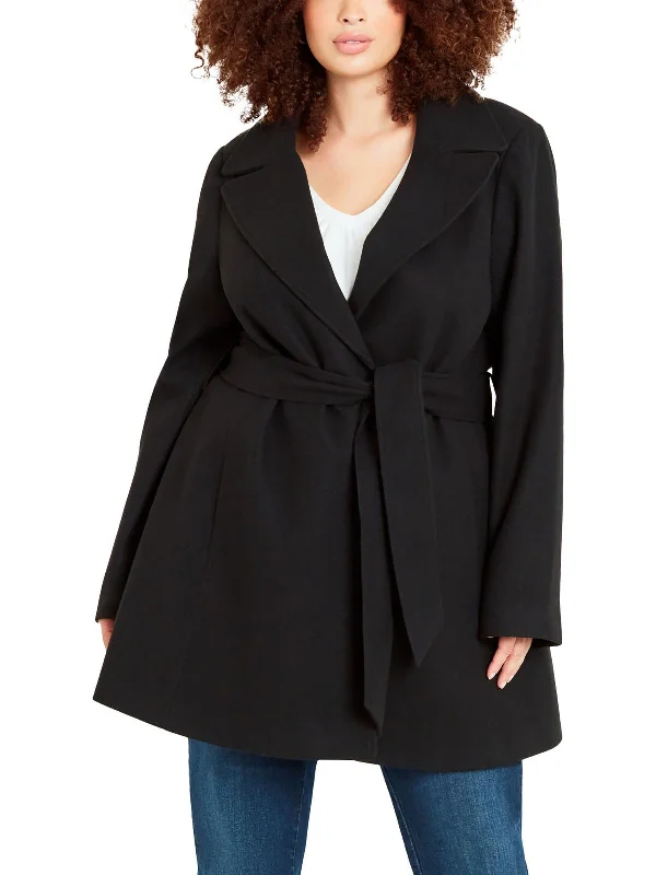 women's faux fur-lined parka -Womens Belted Midi Wrap Coat