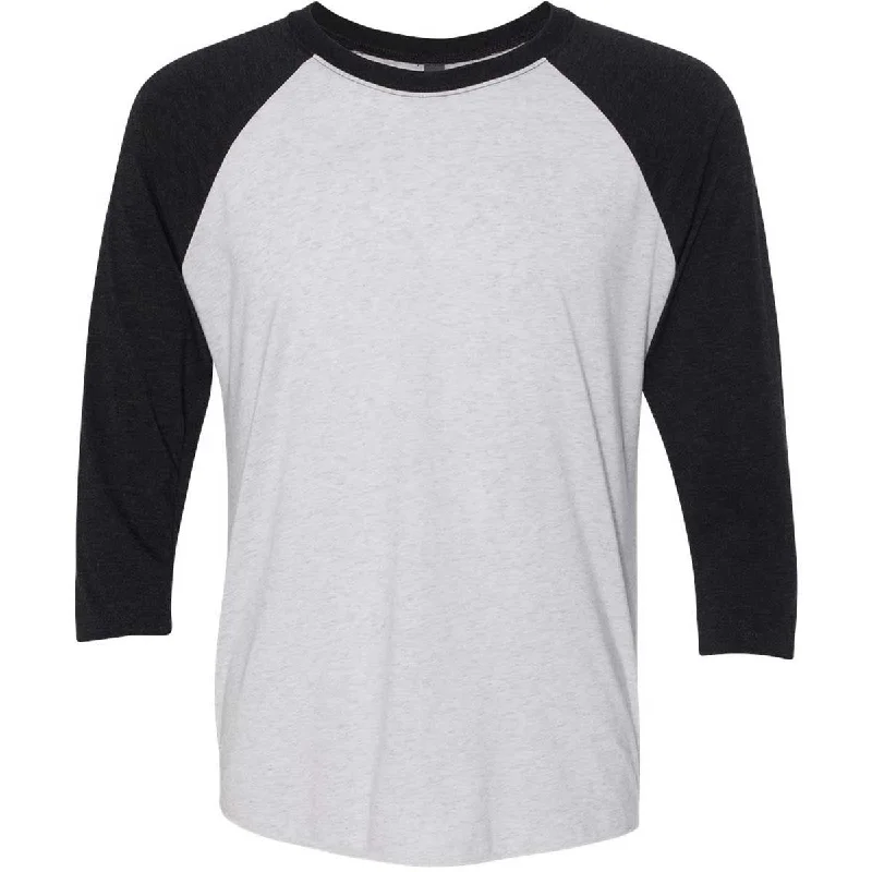 trendy crop top for women -Next Level Unisex Vintage Black/Heather White Triblend 3/4-Sleeve Raglan Tee