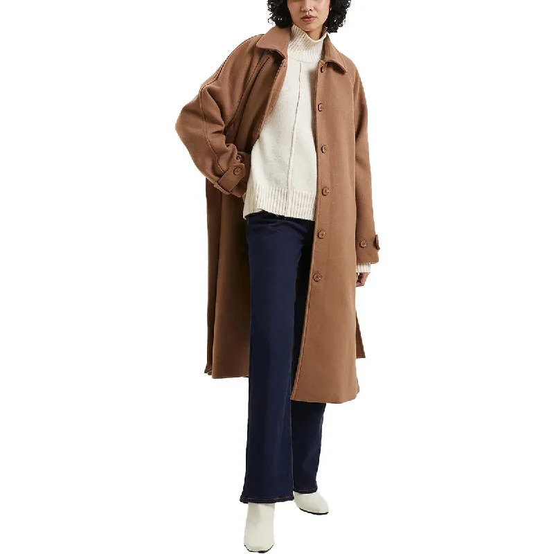 ladies' sporty windbreaker -Fawn Felt Womens Wool Blend Midi Long Coat