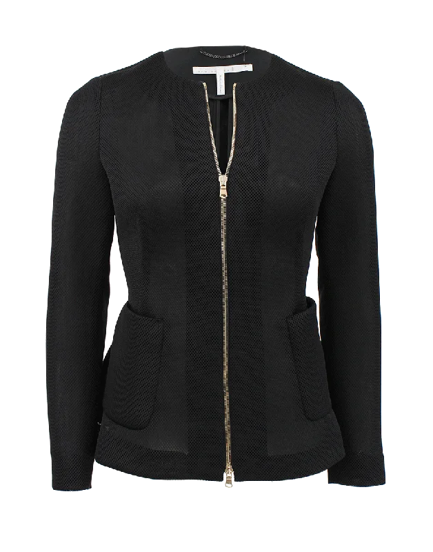 stylish leather jacket for women -Perforated Mesh Jacket