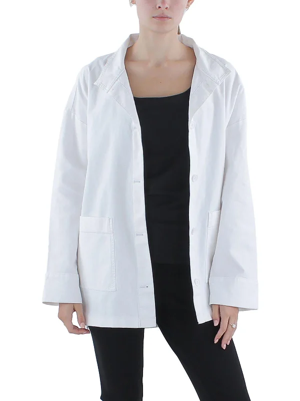 structured blazer jacket for women -Womens Lightweight Stand Collar Shirt Jacket