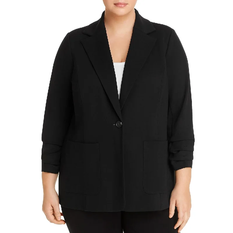 cozy teddy coat for ladies -Vince Camuto Womens Plus Business Office One-Button Blazer