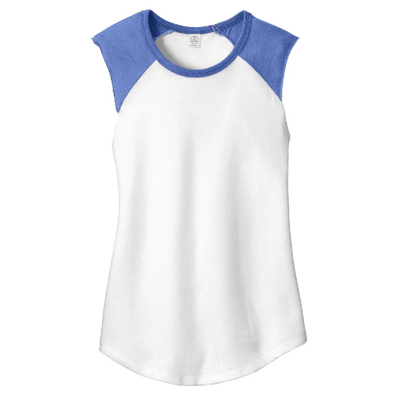 stylish smocked top for ladies -Alternative Women's White/Vintage Royal Team Player Vintage 50/50 Tee