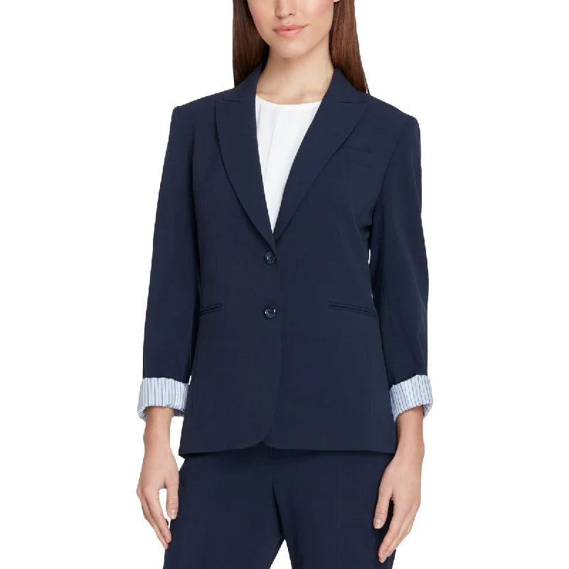 sleek minimalist coat for women -Tahari ASL Womens Petites Collared Business Suit Jacket