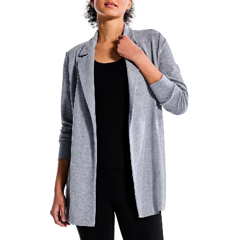 stylish houndstooth coat for women -Nic + Zoe Womens Knit Long Sleeves Open-Front Blazer