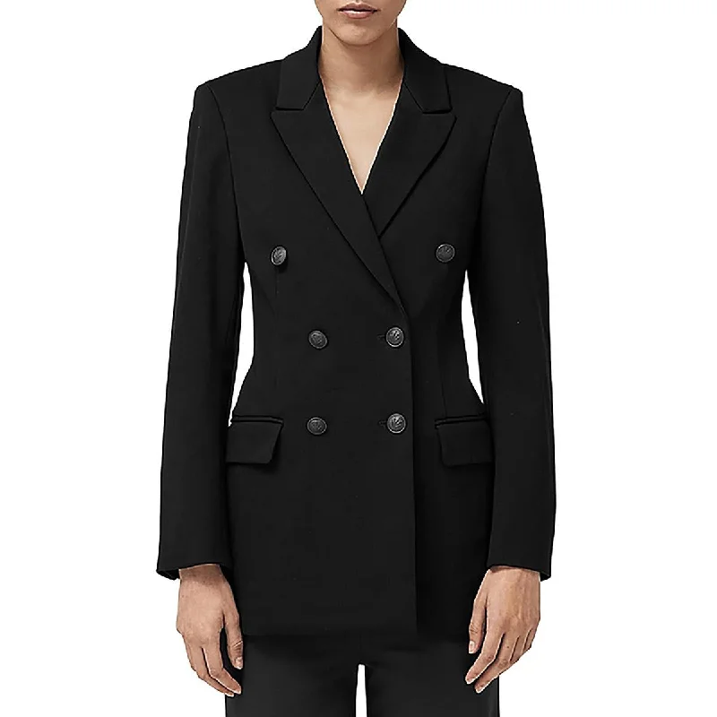 women's fur-trimmed parka -Rag & Bone Womens Warren Solid  Double-Breasted Blazer