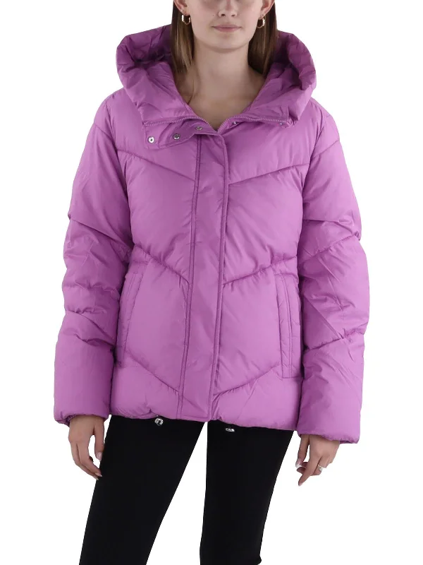 ladies' sporty windbreaker -Womens Hooded Short Puffer Jacket