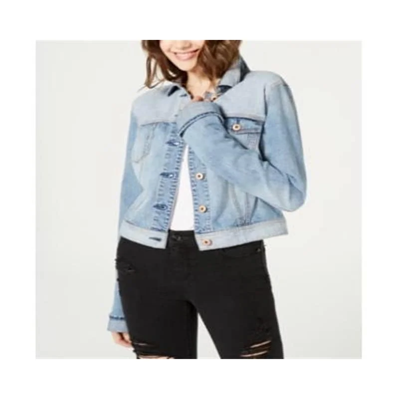 stylish longline coat for women -American Rag Junior's Cotton Two Tone Denim Jacket Blue