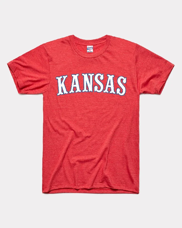 ladies' pastel-colored top -Kansas Jayhawks Circus Font Red T-Shirt