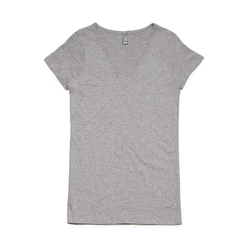 trendy gathered sleeve top for ladies -AS Colour Women's Grey Marle Bevel V-Neck Tee