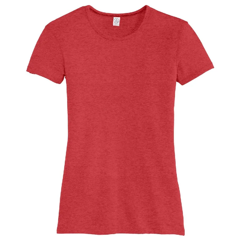 ladies' boyfriend-style shirt -Alternative Women's Red The Keepsake Vintage 50/50 Tee