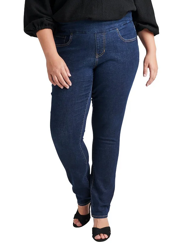 stylish high-rise cigarette jeans -Plus Nora Womens Mid-Rise Dark Wash Skinny Jeans