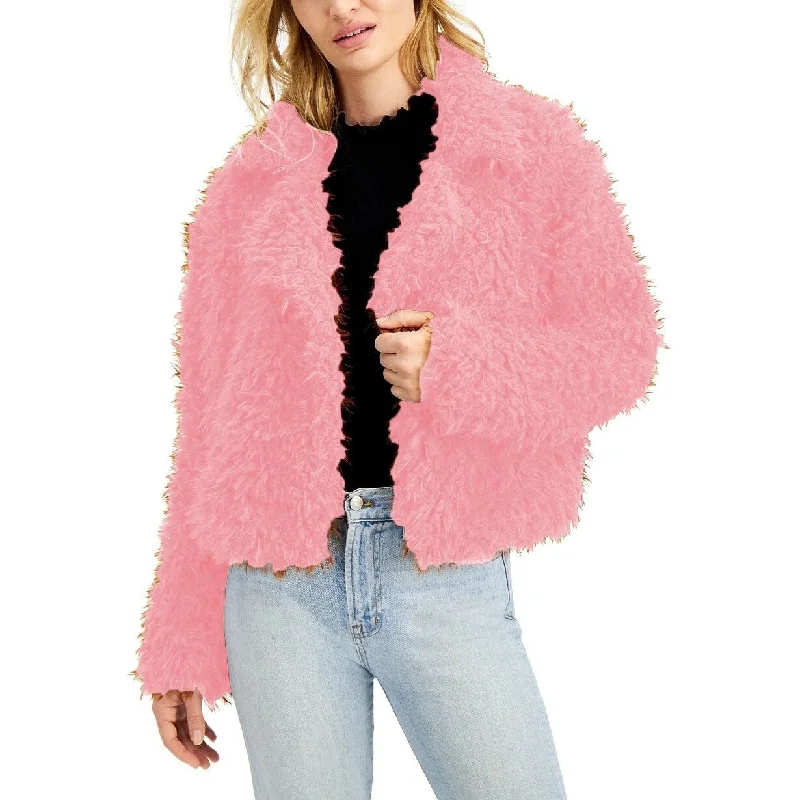 stylish leather jacket for women -Self Esteem Juniors Faux Fur Jacket Pink Size Extra Small