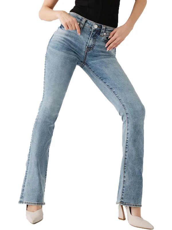 stylish asymmetrical jeans for women -Becca Womens Mid Rise Stretch Bootcut Jeans