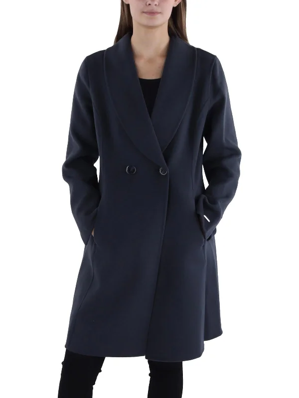 sporty track jacket for women -Womens Wool Blend Surplice Wrap Coat