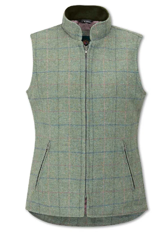 cropped wool blazer for women -Alan Paine Rutland Womens Tweed Gilet