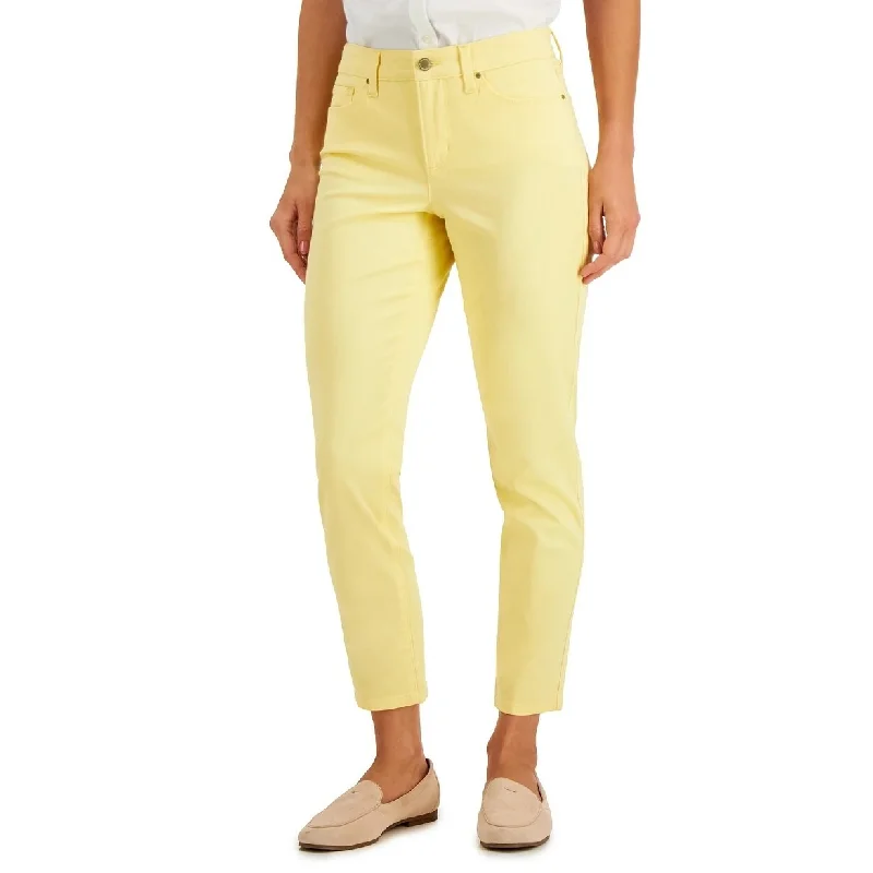 women's wide-leg denim trousers -Charter Club Women's Tummy Control Bristol Capri Jeans Yellow Size 18