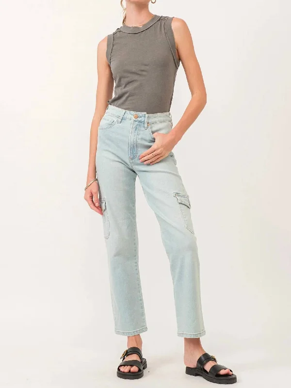 chic ruched waistband jeans for ladies -90's High Rise Foster Ankle Straight Jeans In Blue