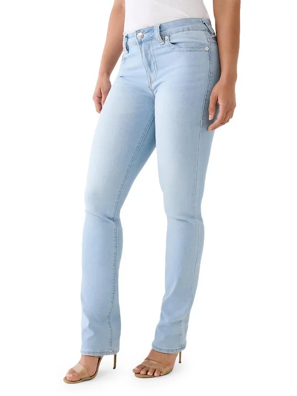 women's black high-waisted jeans -Billie Womens Mid-Rise Light Wash Straight Leg Jeans