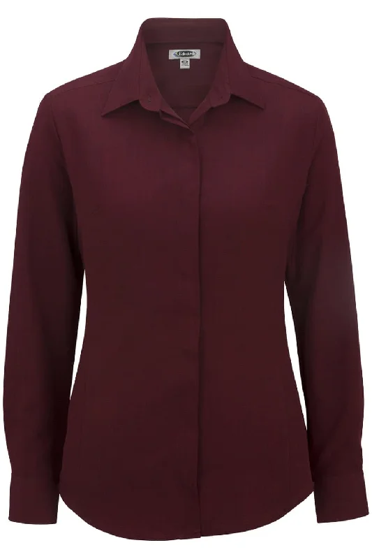 ladies' long sleeve top -Ladies' Burgundy Café Batiste Blouse