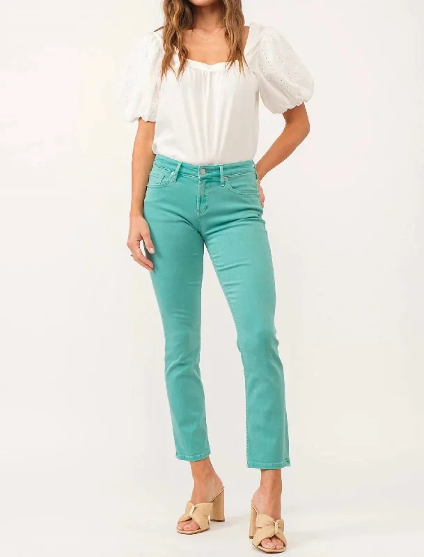 ladies' tapered leg denim pants -Blaire Jeans In Aquatic Awe