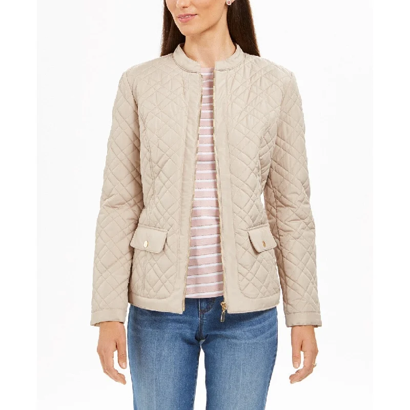 cropped wool blazer for women -Charter Club Women's Petite Quilted Jacket Lt Beige Size Petite Large - Petite Large