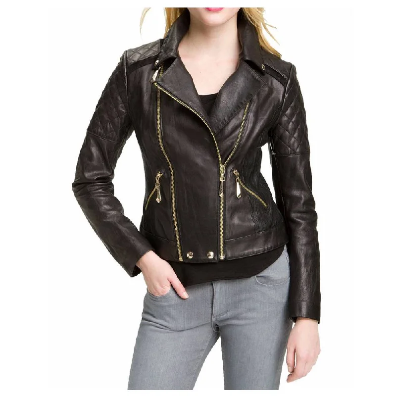 sophisticated evening coat for women -WOMEN VINTAGE DARK BROWN LEATHER FASHION JACKET