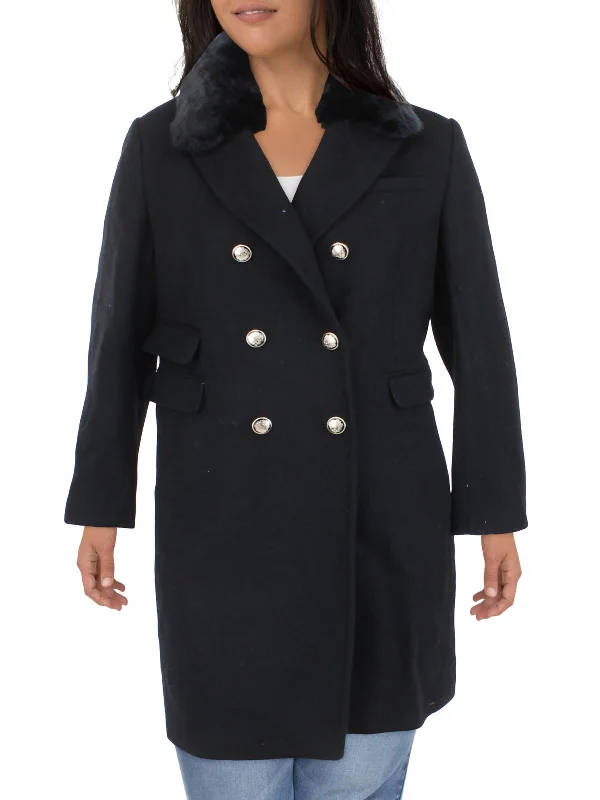 double-layered long coat for women -Womens Warm Long Wool Coat