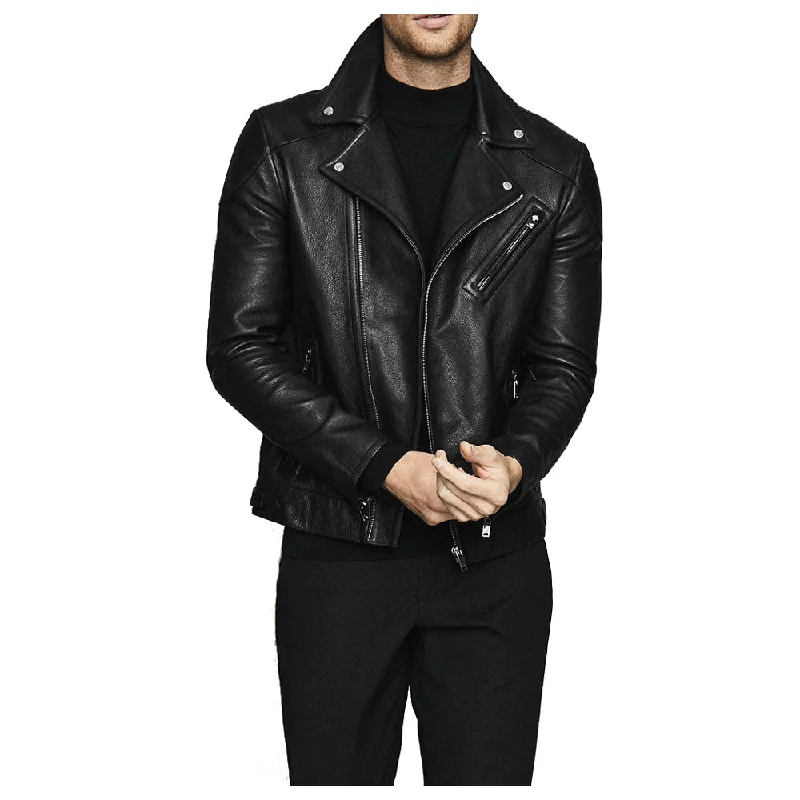 ladies' quilted coat -Men Fashion Biker Jacket Three Pocket Zipper