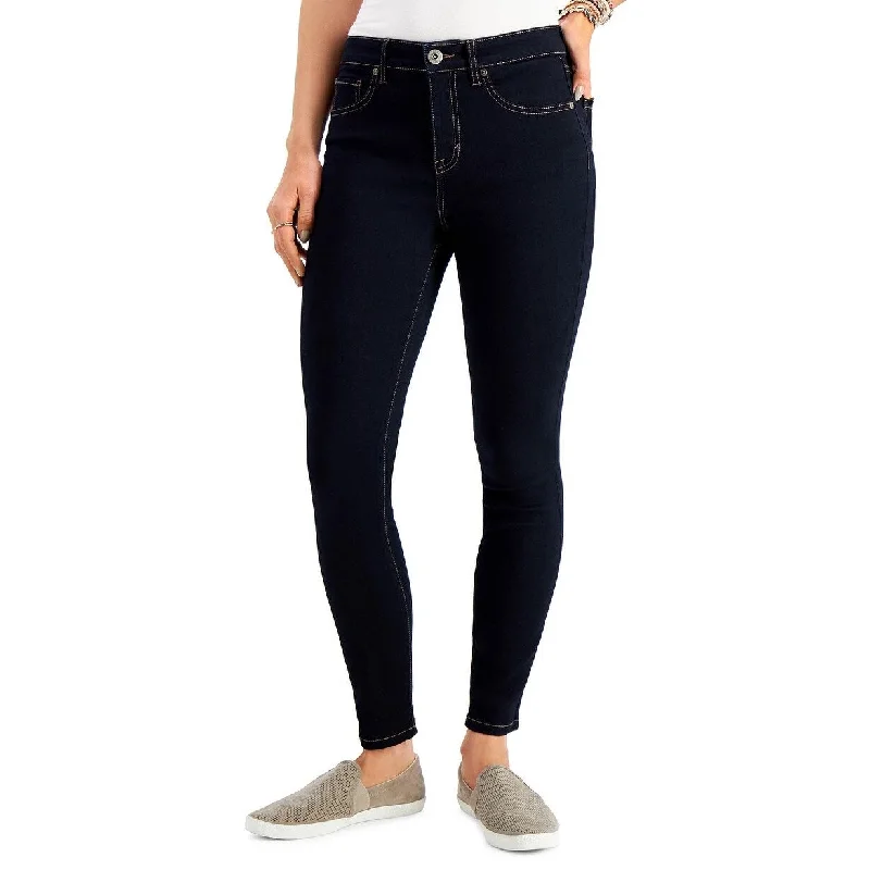 ladies' vintage washed jeans -Style & Co Women's High-Rise Ankle Skinny Jeans Dark Blue Size 14