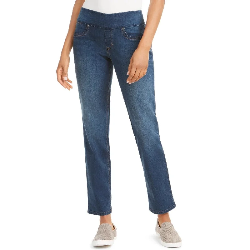 stretch slim fit jeans for women -Style & Co Women's Straight Fit Pull On Jeans Blue Size Small