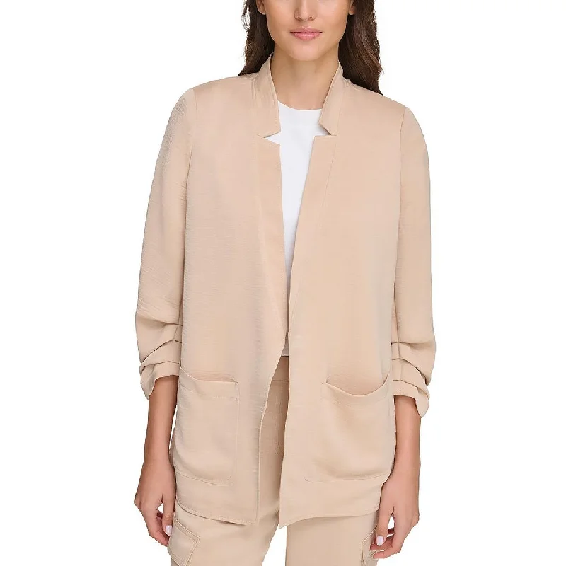 women's cropped bomber jacket -DKNY Womens 3/4 Sleeve Suit Separate Open-Front Blazer