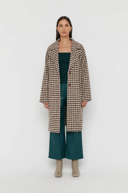 women's relaxed fit blazer -HOUNDSTOOTH COAT