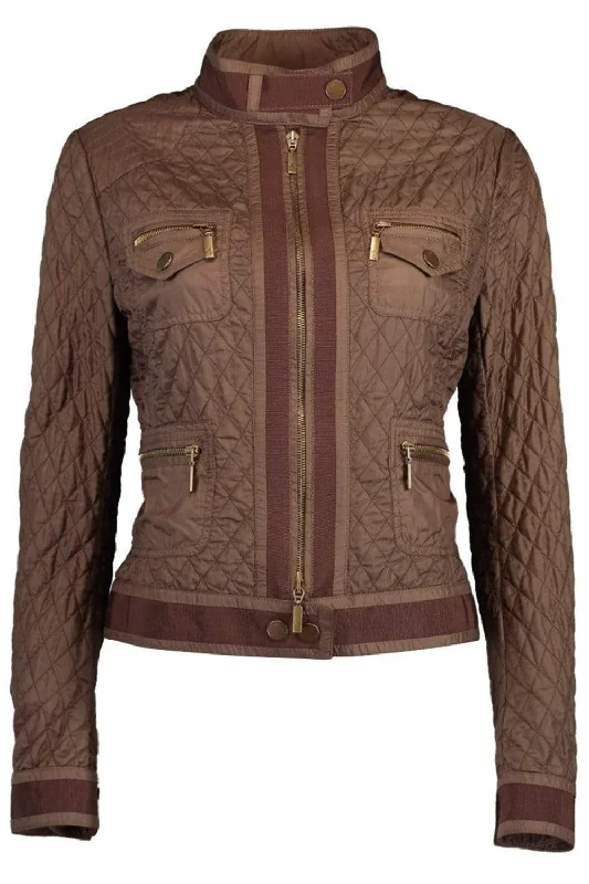 women's double-breasted coat -Diamond Quilt Short Jacket