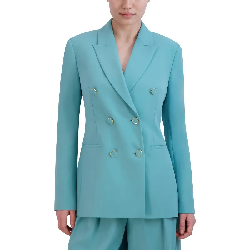 women's long trench coat -BCBGMAXAZRIA Womens Embellished Long Sleeve Double-Breasted Blazer