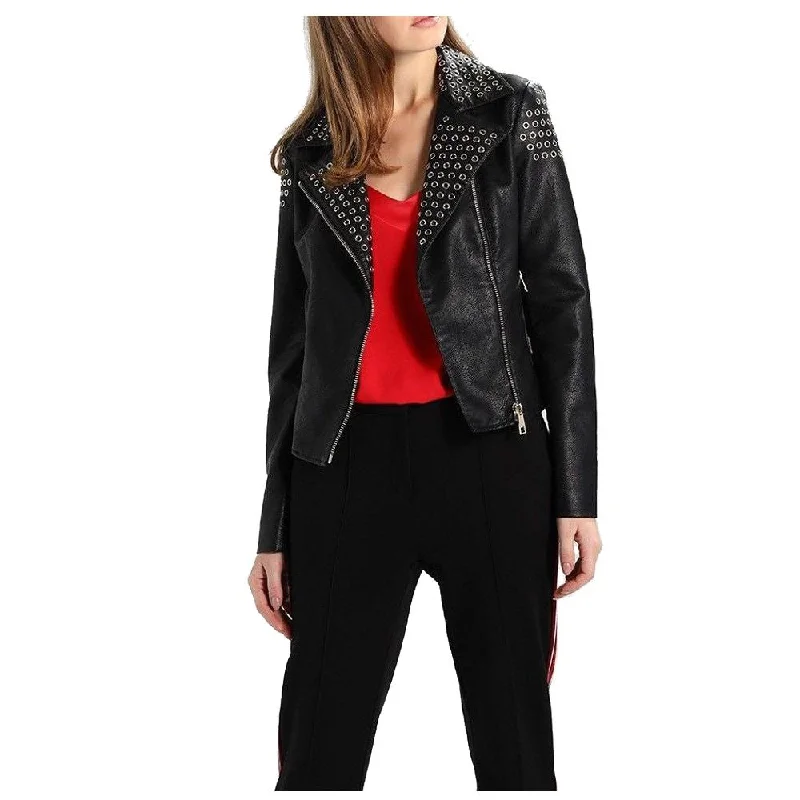 lightweight packable jacket for women -Women Ring Biker Fashion Leather Jacket