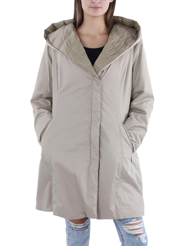 versatile trench coat for ladies -Womens Asymmetric Hooded Active