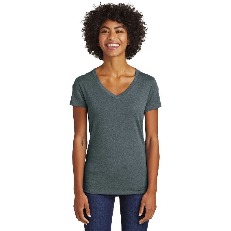 women's business casual blouse -Alternative Women's Heather Deep Charcoal Runaway Blended Jersey V-Neck Tee