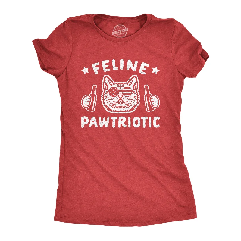 elegant long tunic top for women -Feline Pawtriotic Women's T Shirt