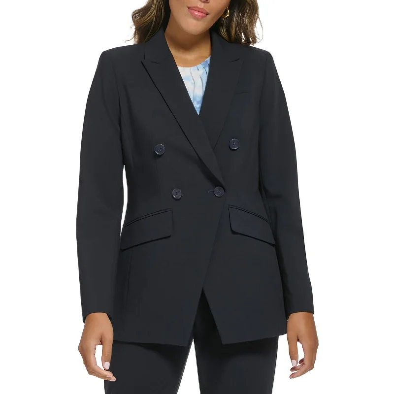 warm padded coat for women -Calvin Klein Womens Notch Collar Suit Separate Double-Breasted Blazer