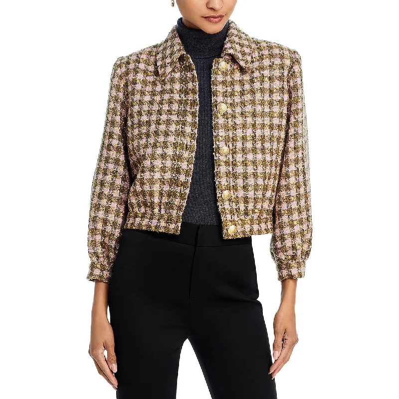 double-layered long coat for women -Bridges Womens Tweed Metallic Shirt Jacket